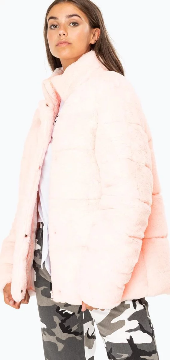 Dámska bunda Justhype Faux Women's Puffer Jacket Pink AWWOM18015 (L) (Pink)