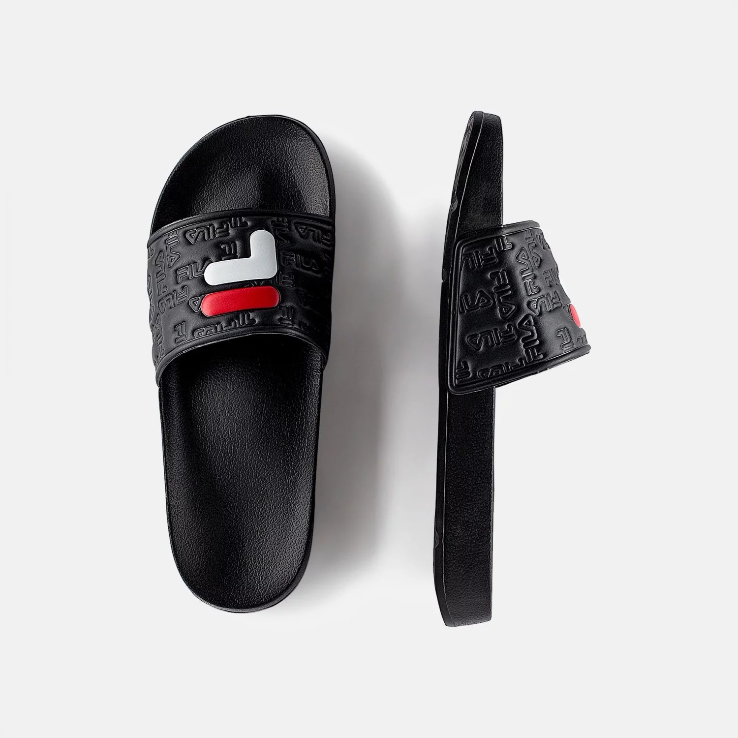 Fila shops black sliders