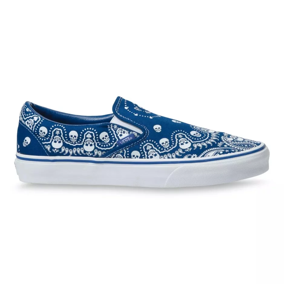 Blue Vans Slip On Skull Shoes Vans Classic Slip On Wire Frame Skulls