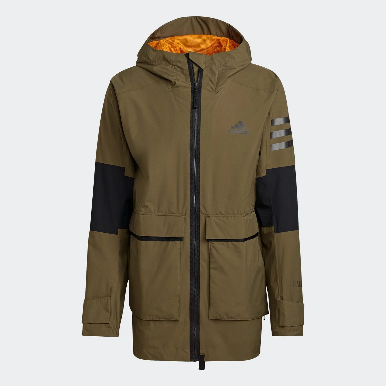 Men s Jacket adidas Utilitas Rain.Rdy Focus Olive Eqt Orange GT6560