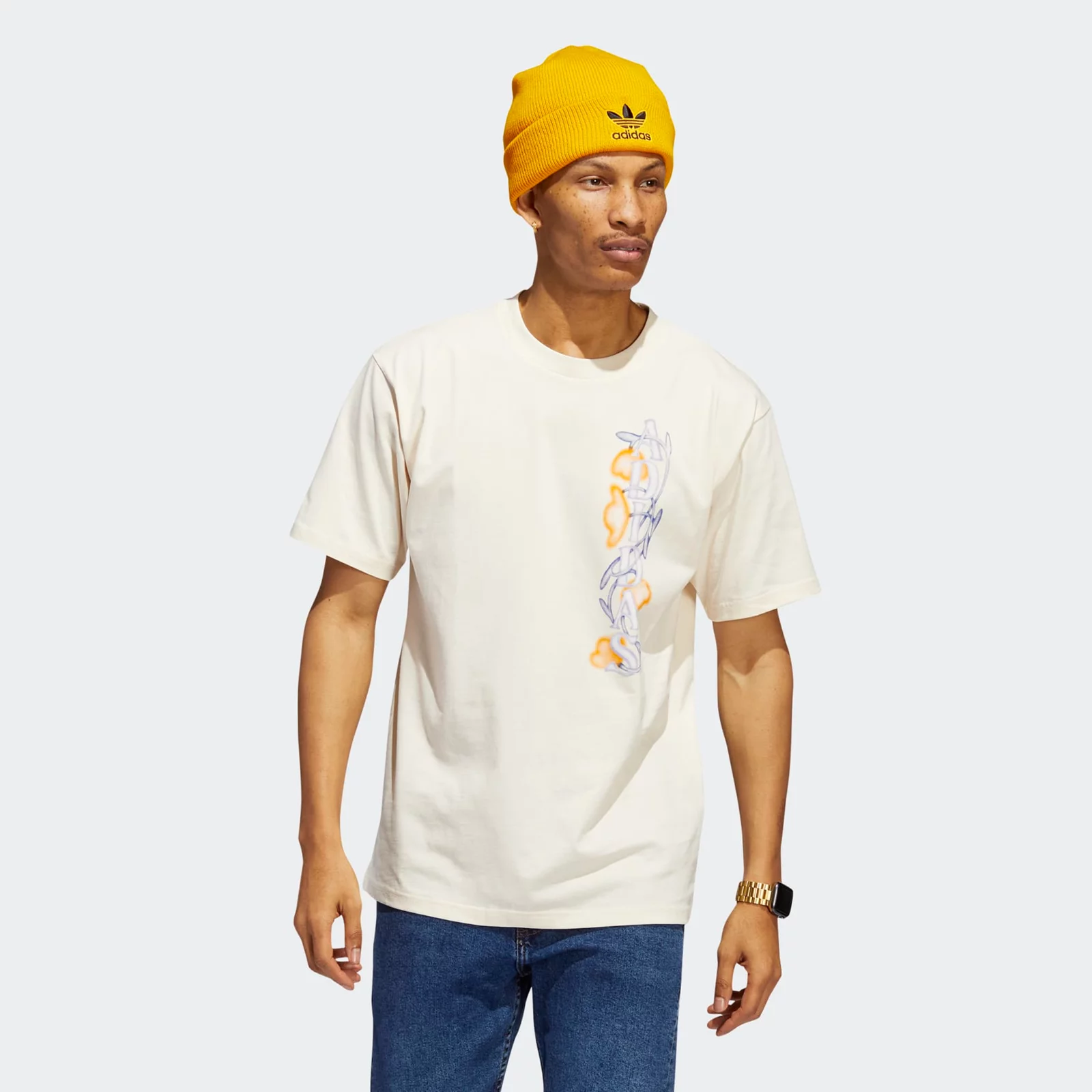 Nuclear Muy enojado Punto Men's T-shirt adidas Floral Short Sleeve Tee Ecru Tint / Multicolor HC2108