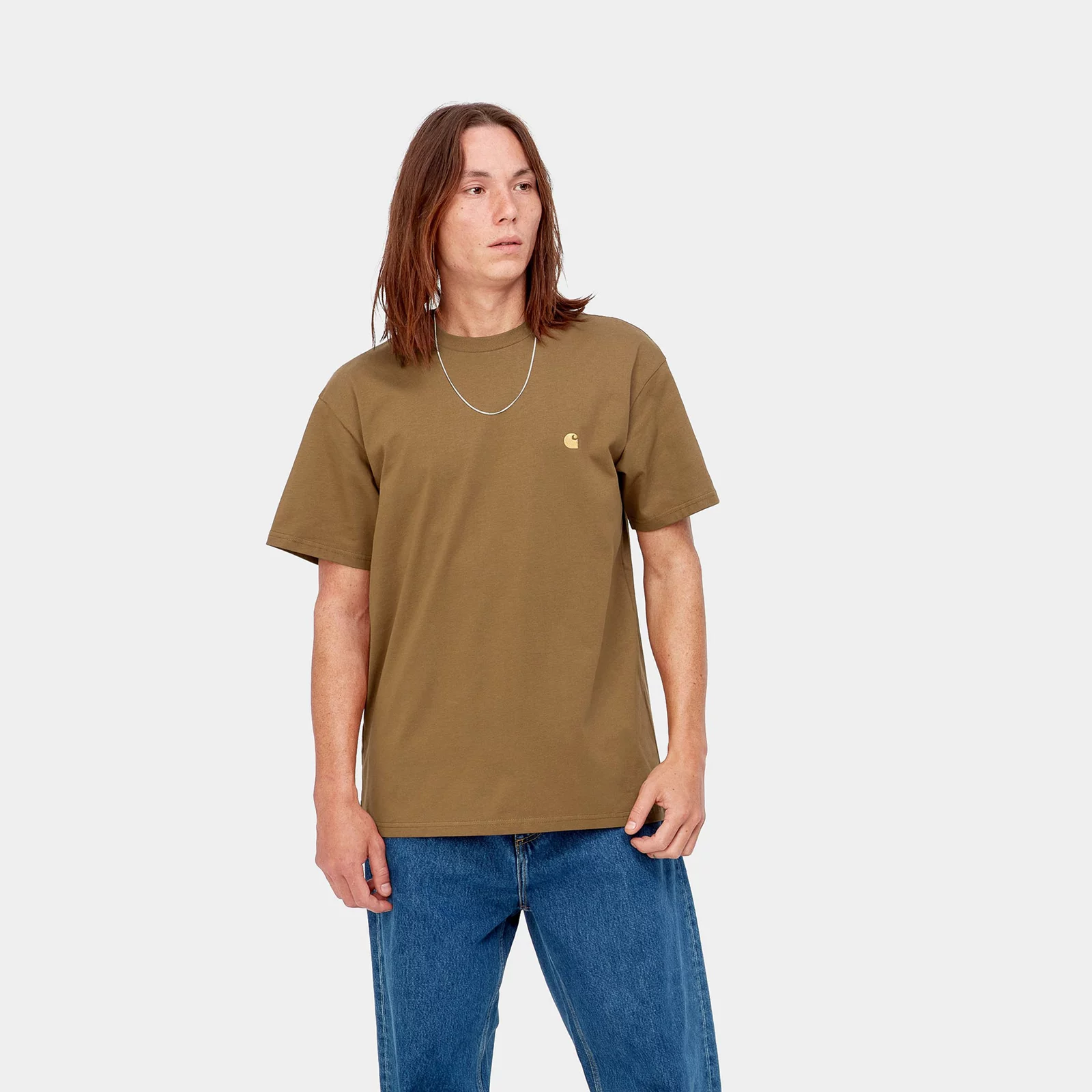 Ανδρικό μπλουζάκι Carhartt WIP S/S Chase T-Shirt Hamilton Brown / Gold I026391_00Y_XX (XL) (Brown)