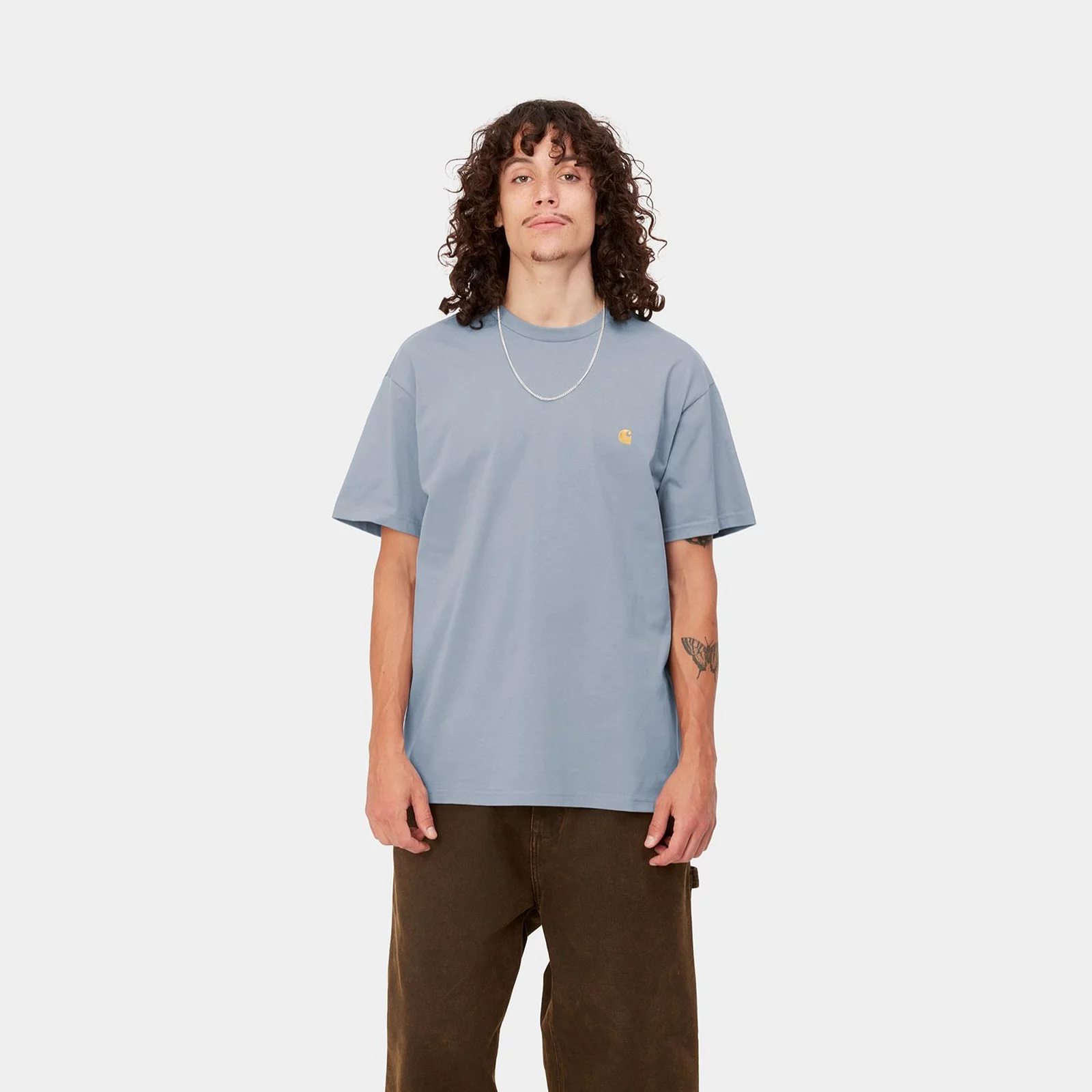 Tricou pentru bărbați Carhartt WIP S/S Chase T-Shirt Hamilton Mirror / Gold I026391_1R2_XX (S) (Grey)