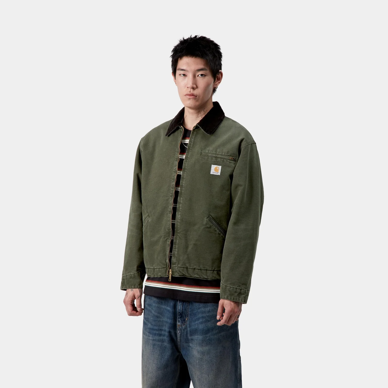 Carhartt WIP OG Detroit Jacket Olive / Black stone canvas I035614 